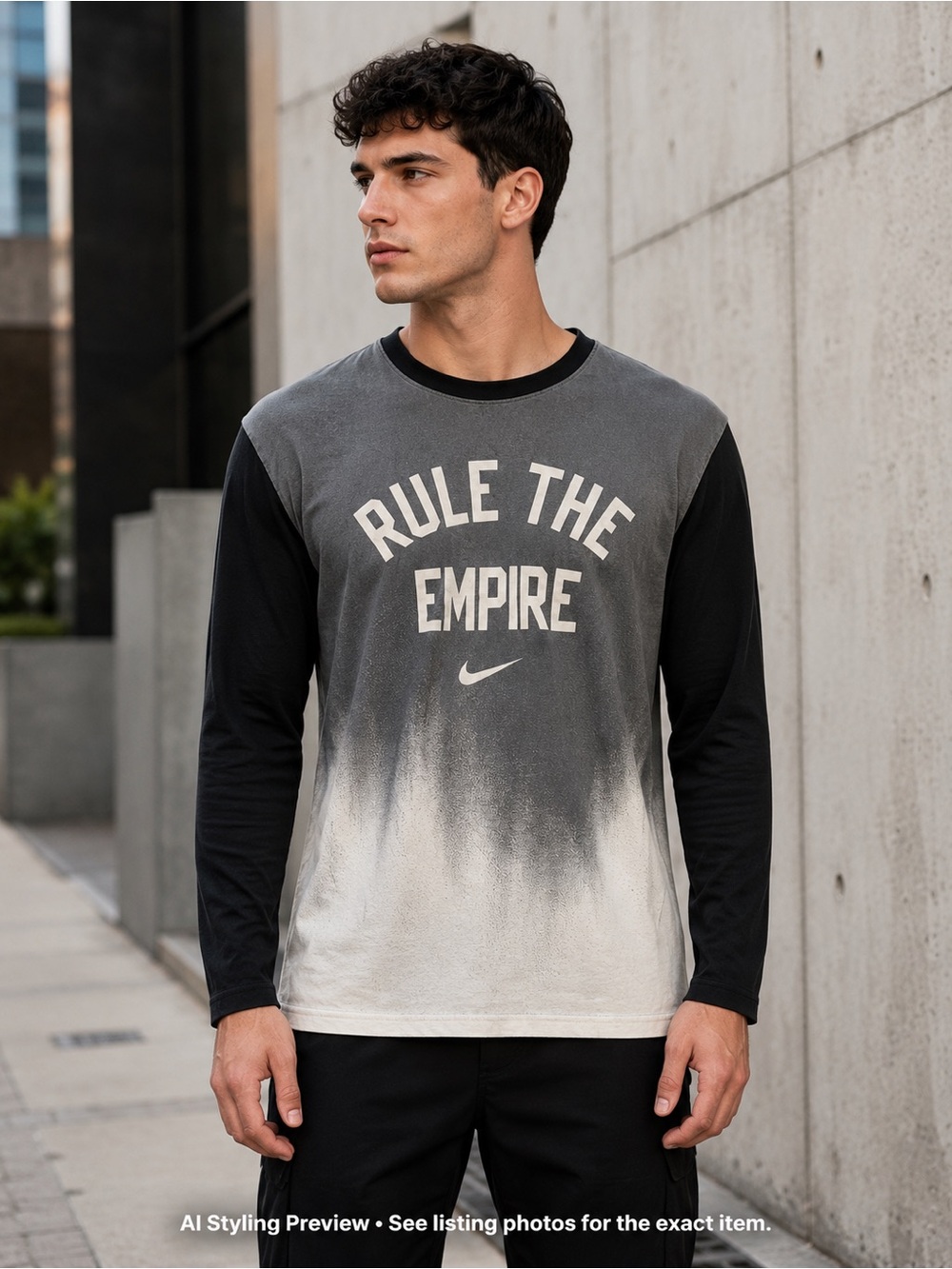 Nike Basketball Men’s M Rule The Empire NYC Ombre Long Sleeve Graphic Shirt